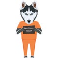 Mugshot prison clothes dog Husky